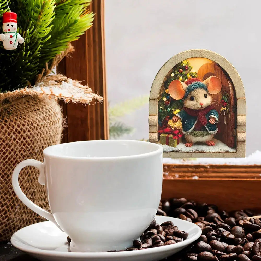 Cute Christmas Small Mouse Wall Stickers Home Decoration Noel Navidad Merry Christmas 2025 Happy New Year 2026