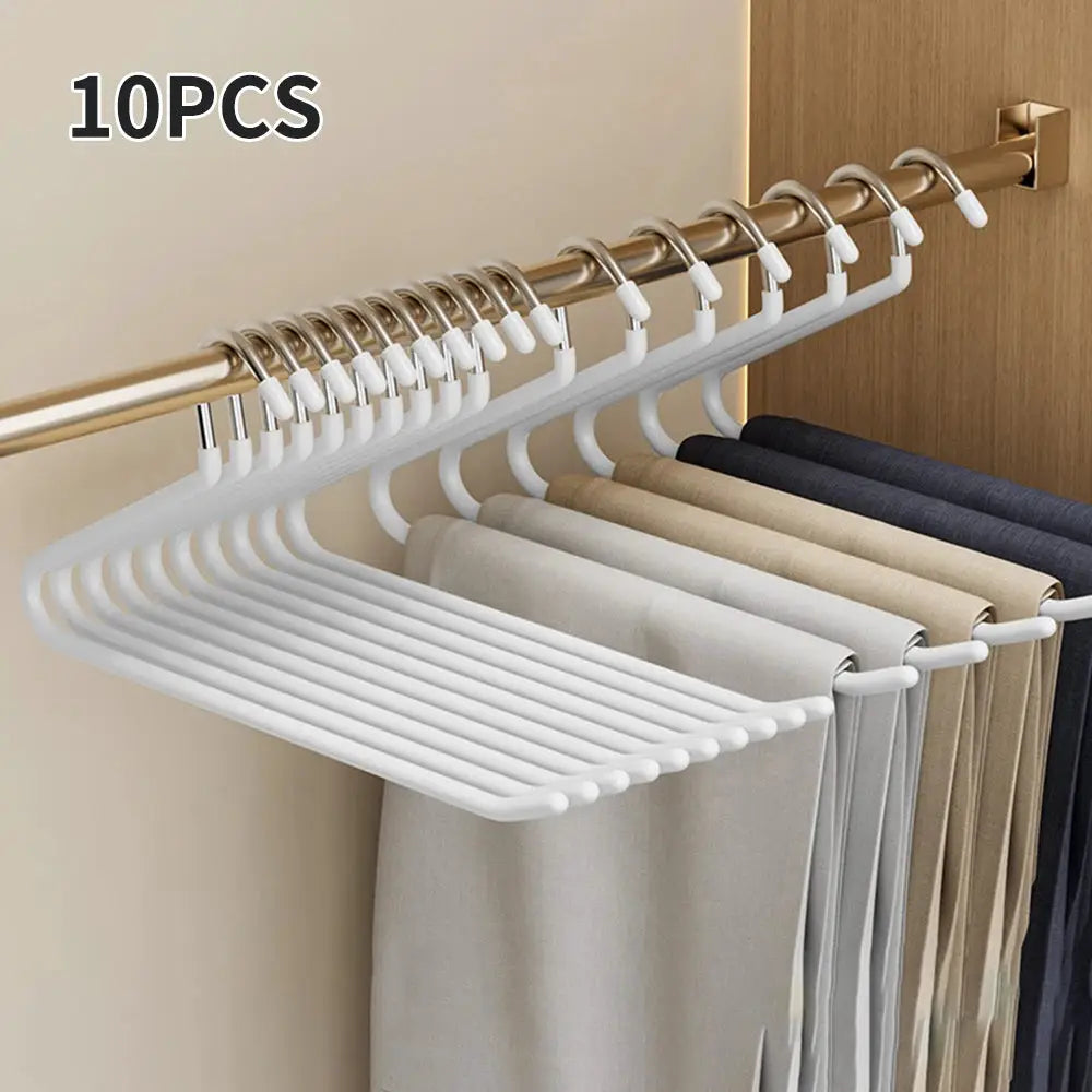 Goose-shaped pants rack, 10pcs, white anti-slip hangers for wardrobe organization