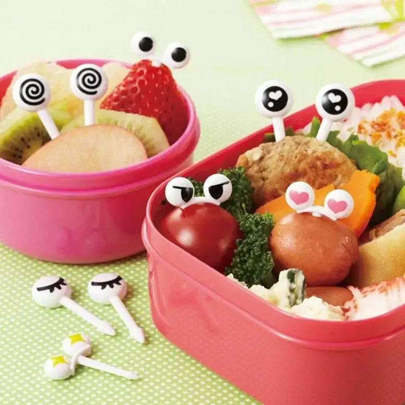 Ten Piece Mini Skewers Set Cute Cartoon Eyes Kawaii Bento Box Food Picks For Fruit Appetizers