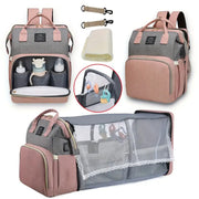 Mommy Bag Backpack With Portable Folding Crib And Large Capacity Diaper Bag For Travel And Outings