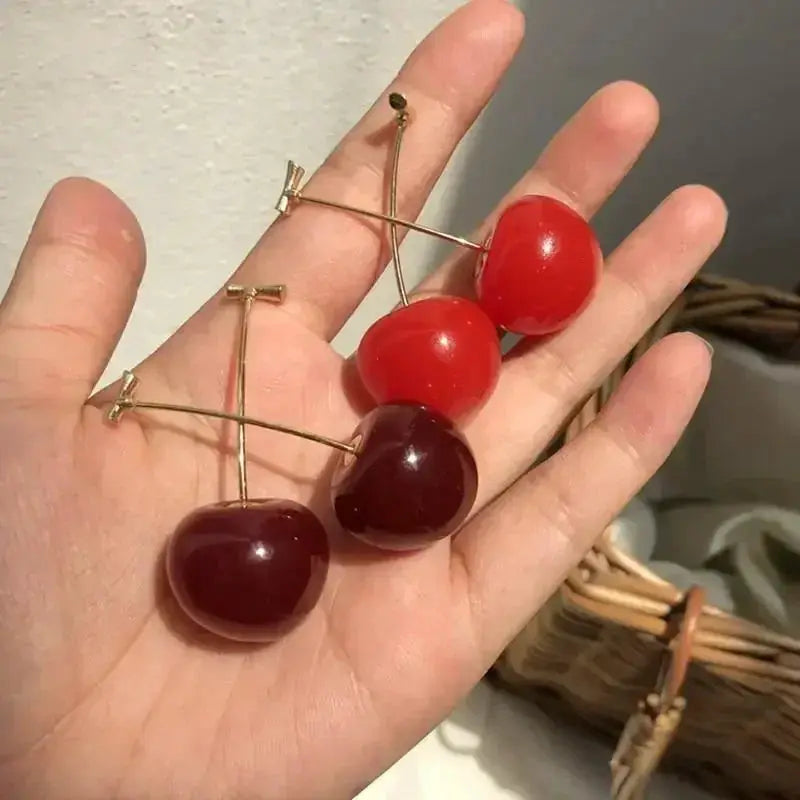 Cute Red Cherry Earrings Fashion Jewelry For Girls Women Versatile Sweet Cherry Design Gift Idea