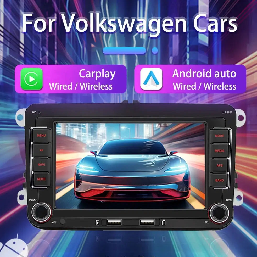 2Din Android car stereo by Simples Market for VW/Skoda cars with CarPlay & Android Auto, GPS navigation
