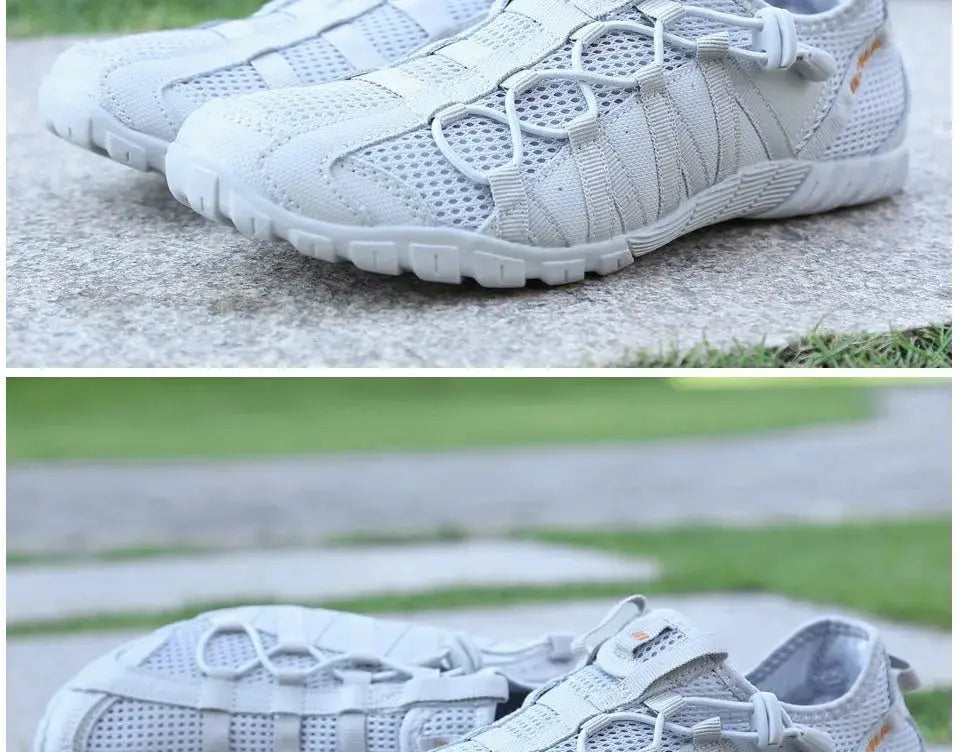 BONA men's white mesh running shoes, lace-up athletic sneakers, Simples Market brand pair.