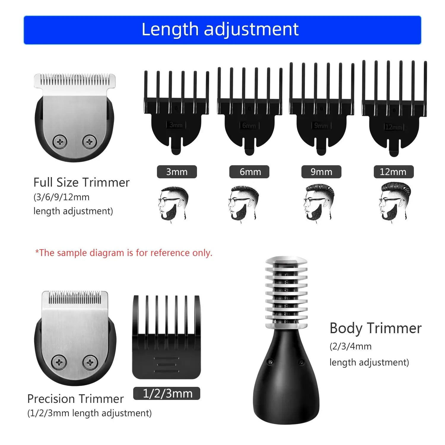 Kemei waterproof 11-in-1 grooming kit KM-5898 by Simples Market with precision and body trimmers and 3–12mm combs.