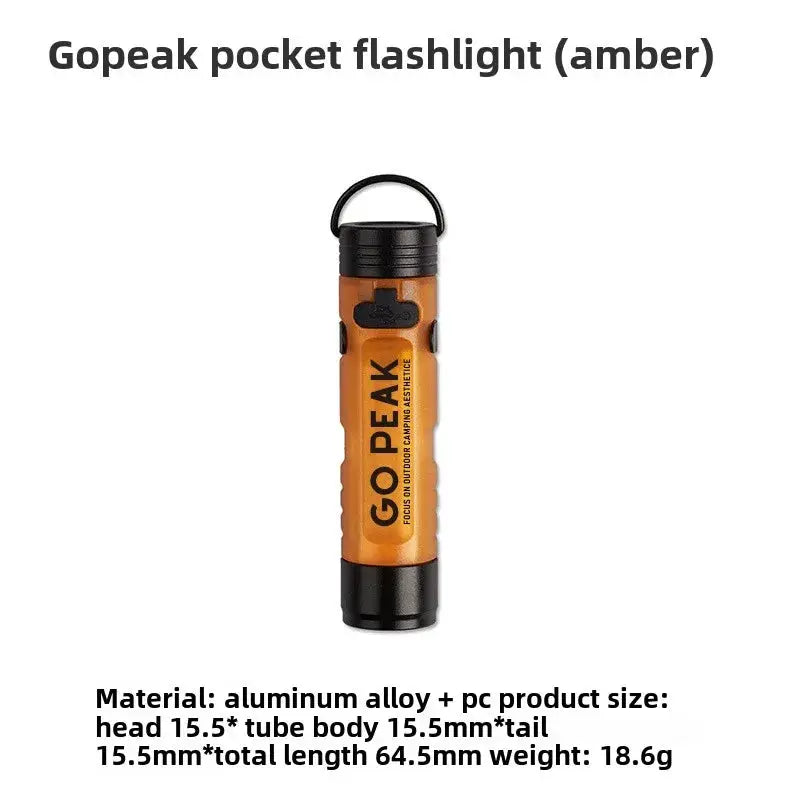 GoPeak amber pocket flashlight USB-rechargeable keychain torch with clip