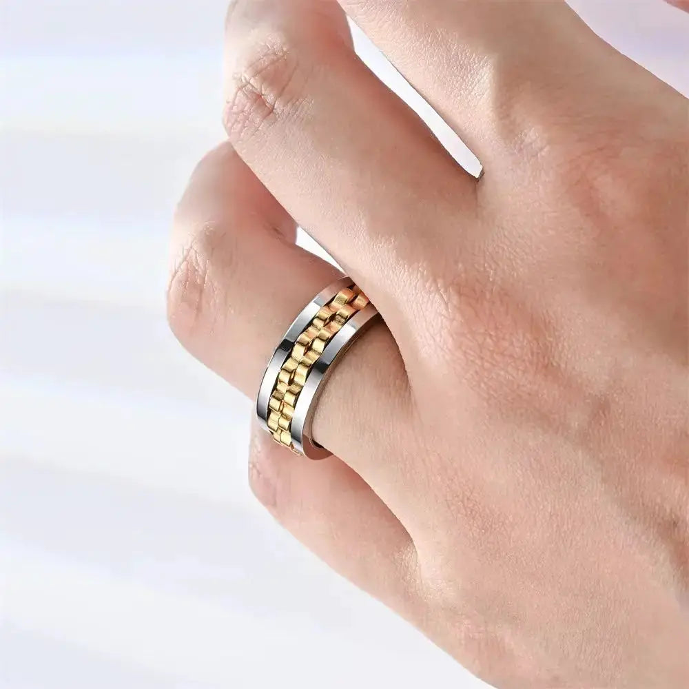 Anti Stress Stainless Steel Ring For Men Gear Rotating Anxiety Relief Spinning Fidget Ring Punk Jewelry Size 6 13