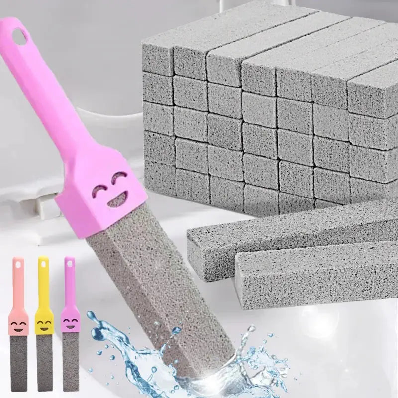 Pumice stone cleaning sticks, 5-piece set with pink handle, Simples Market, for bathroom tile and sink cleaning