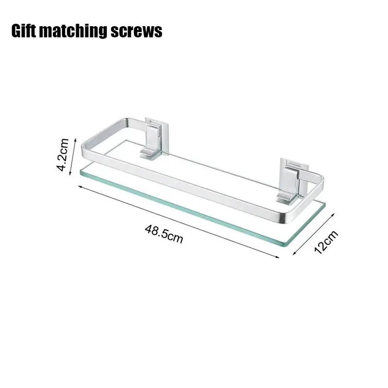 Glass bathroom wall-mounted shelf organizer with chrome metal frame and glass base by Simples Market
