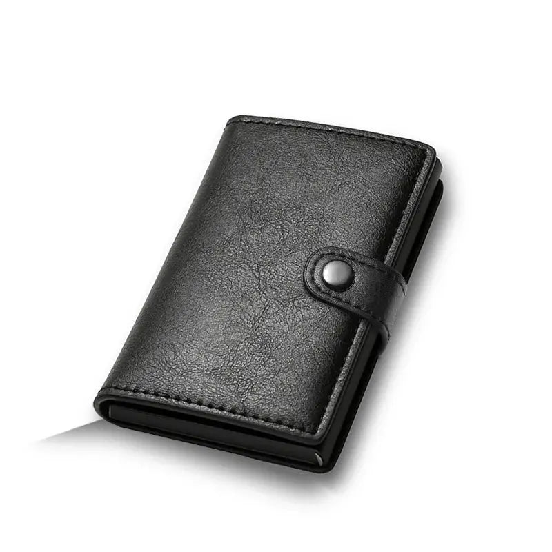 Credit card holder wallet black minimalist slim with snap strap by Simples Market