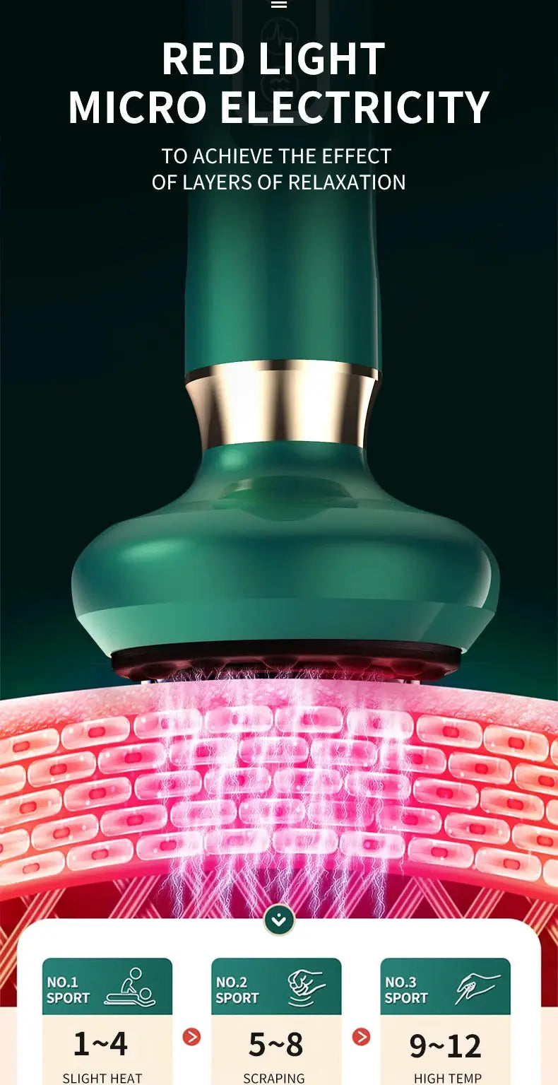 Simples Market tricolor electric massager with teal body and gold ring, vacuum suction cup, infrared heat for cellulite