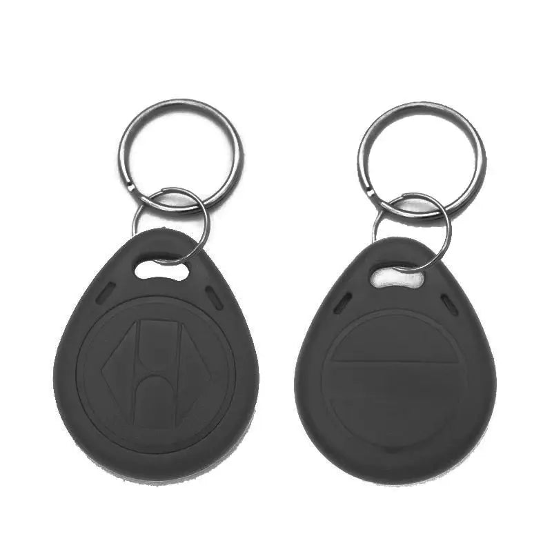 2-pack key fob set, black EM4305 125KHz RFID proximity tokens with metal rings, Simples Market