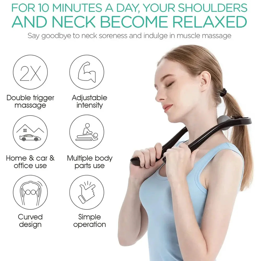 Simples Market neck massager Shiatsu dual-trigger massager with ergonomic curved handles, lightweight portable