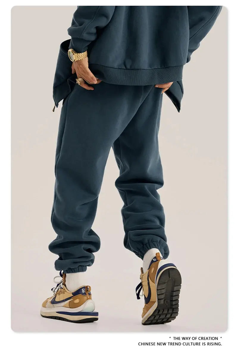 ZODF Trendy fleece sweatpants, unisex solid navy joggers by Simples Market