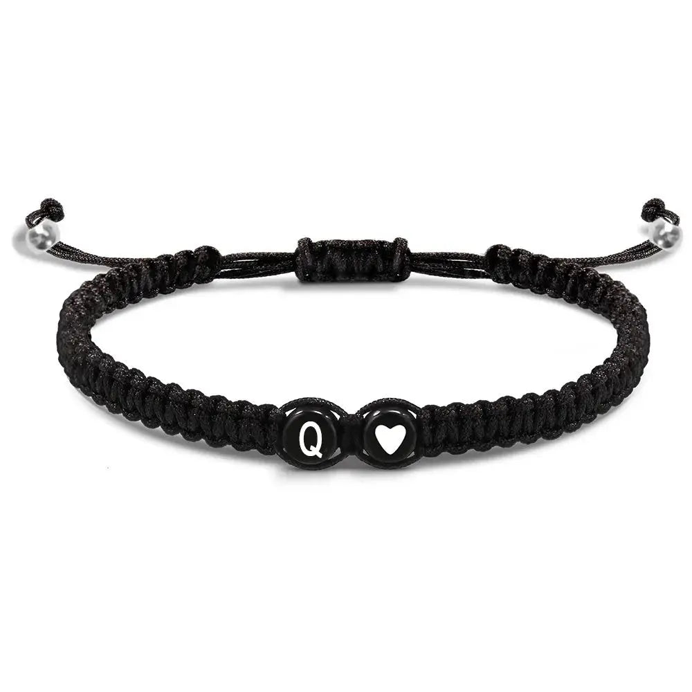 Unisex Initial Heart Bracelet Adjustable Braided Rope Jewelry A To Z Letters Personalized Name Gift For Women Men