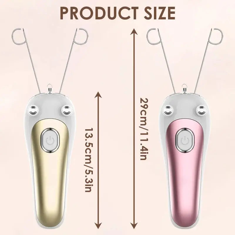 Simples Market electric threading epilator in gold and pink, portable facial/body hair remover (two units shown)