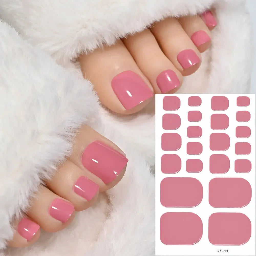 Simples Market pink solid color toe nail sticker wraps sheet; full-coverage, self-adhesive decals