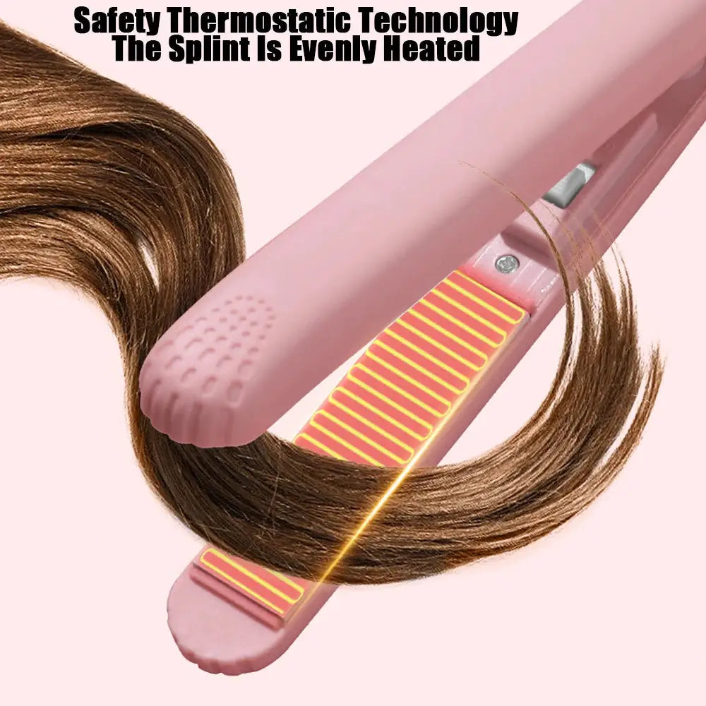 Pink ceramic flat iron hair straightener by Simples Market with floating plates