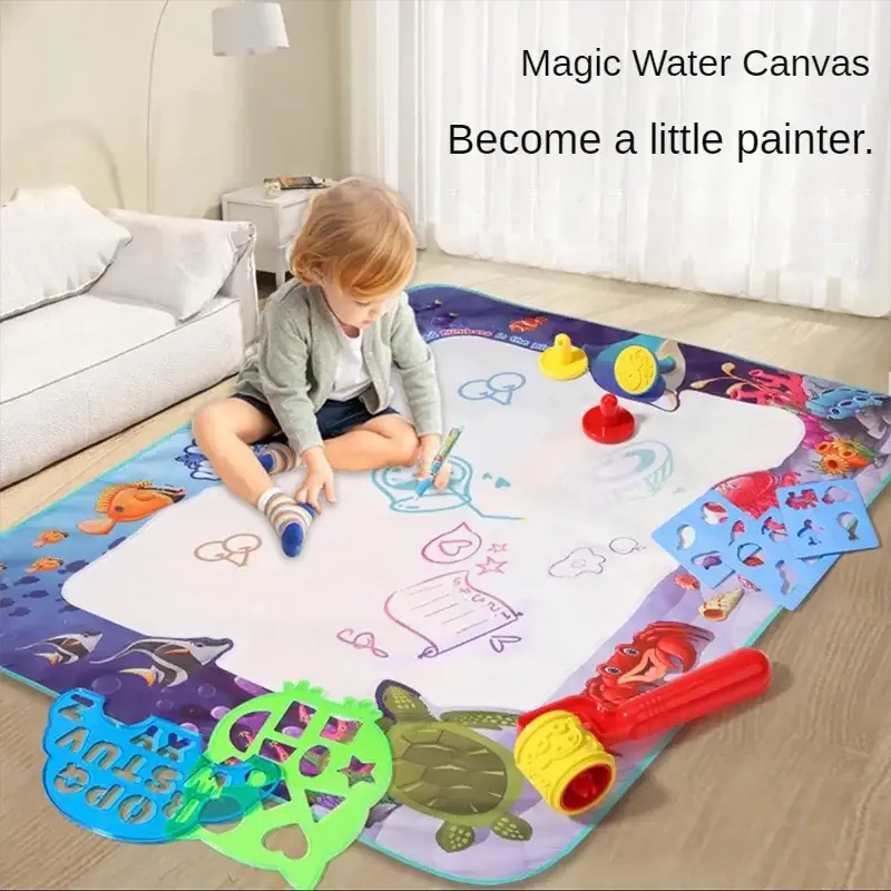 100x80CM Magic Water Drawing Mat Reusable Doodle Board Montessori Educational Toy for Kids Gift