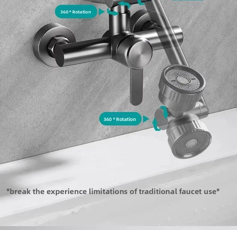 4-mode stainless steel wall-mounted kitchen faucet with 360° rotation by Simples Market