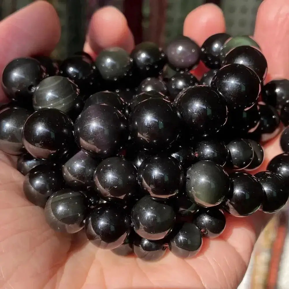 1 Strand 45pcs Natural Stone Beads Set Rose Quartz Tiger Eye Black Obsidian For Jewelry Making DIY Bracelet Necklace