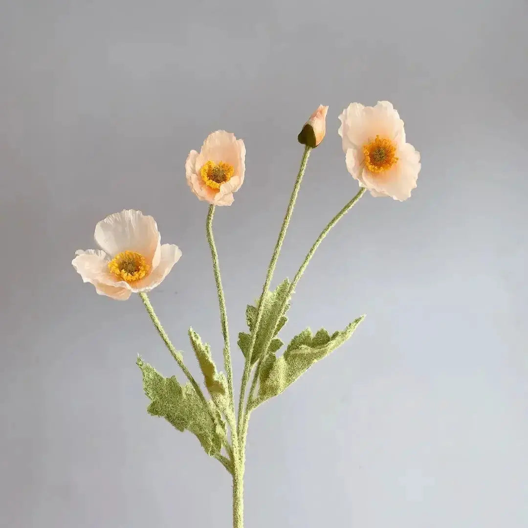 Artificial Silk Poppy Flowers Long Stem for Wedding Centerpieces and Bridal Bouquet Alternative Home Decor