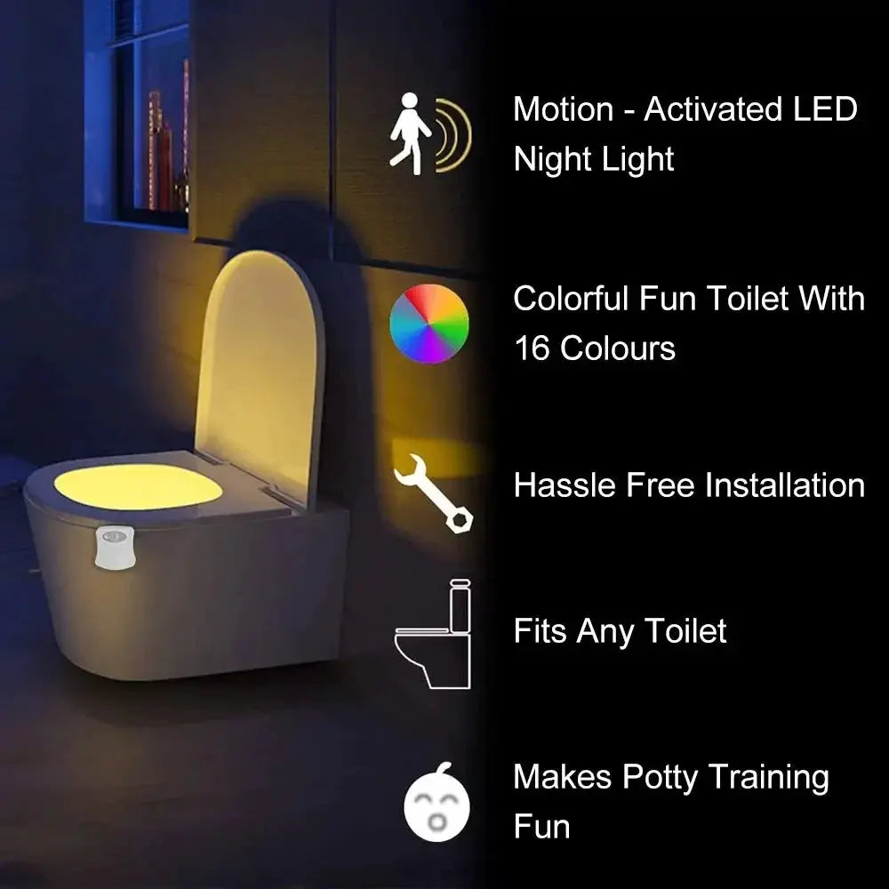 LuminaGlow Wireless Motion Sensor LED Night Light RGB 8 Color Bathroom Atmosphere Lamp Auto On In Darkness
