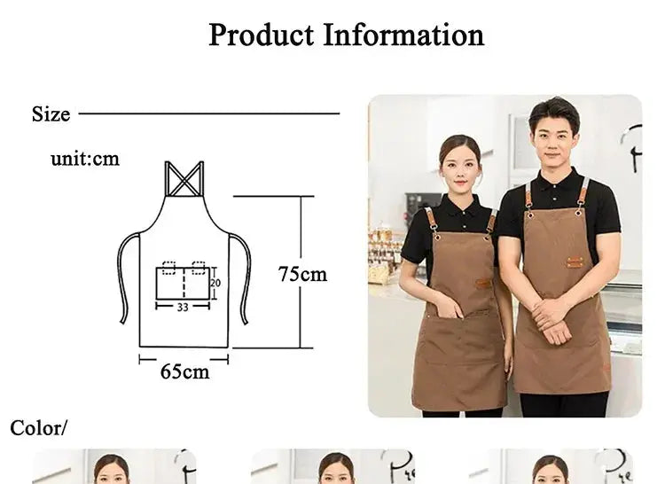Waterproof kitchen apron set for men and women with pockets, brown Simples Market 2-pack