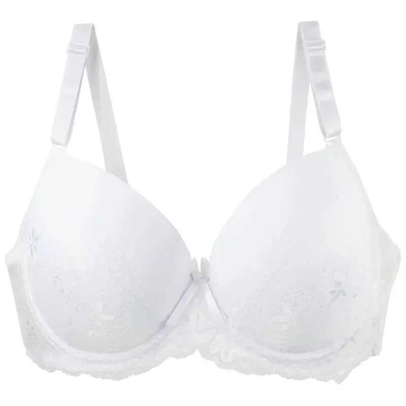 Simples Market DaiNaFang push-up lace bra, white, with bow and adjustable straps