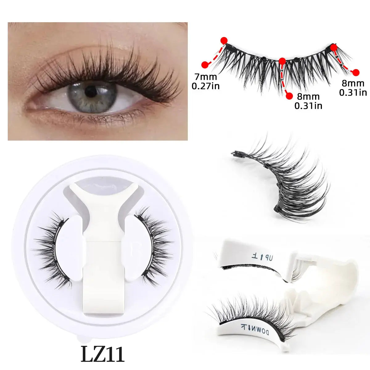 Magnetic Eyelashes Half Pair Handmade 3D Mink Reusable False Eyelashes Set Natural Long Look With Tweezers Tool