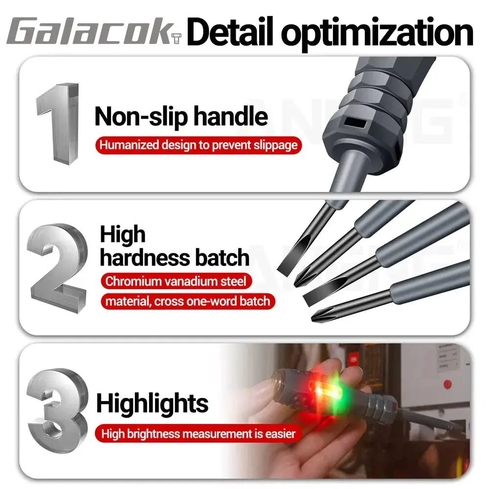 Multifunctional Electrician Test Screwdriver Non Contact Voltage Tester Pen 70 To 600V Induction Lights Red Green