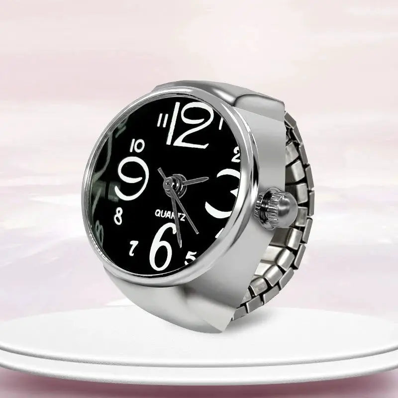 Unisex Ring Watch With Circular Dial Alloy Shell Timepiece For Men And Women Fashion Accessory