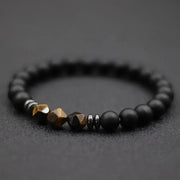 Men's Beaded Stone Bracelet Natural Black Onyx Tiger Eye Sodalite Irregular Beads Unisex Jewelry - Simples Market