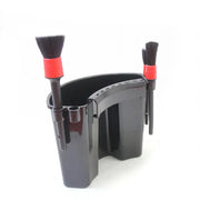 Simples Market black bucket organizer for car detailing with two red-collar brushes