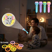Kids Projector Flashlight With 10 Card Slides And 80 Images Cartoon Night Light For Bedtime Story Education Gift