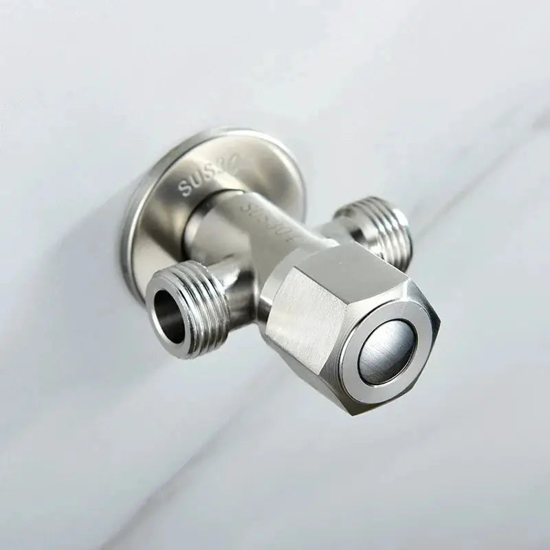 Stainless steel two-way angle valve for bathroom with G1/2 threads water inlet