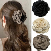 Maison Rose French Fabric Rose Hair Claw Clips Durable Plastic With Delicate Floral Pattern For Women And Girls