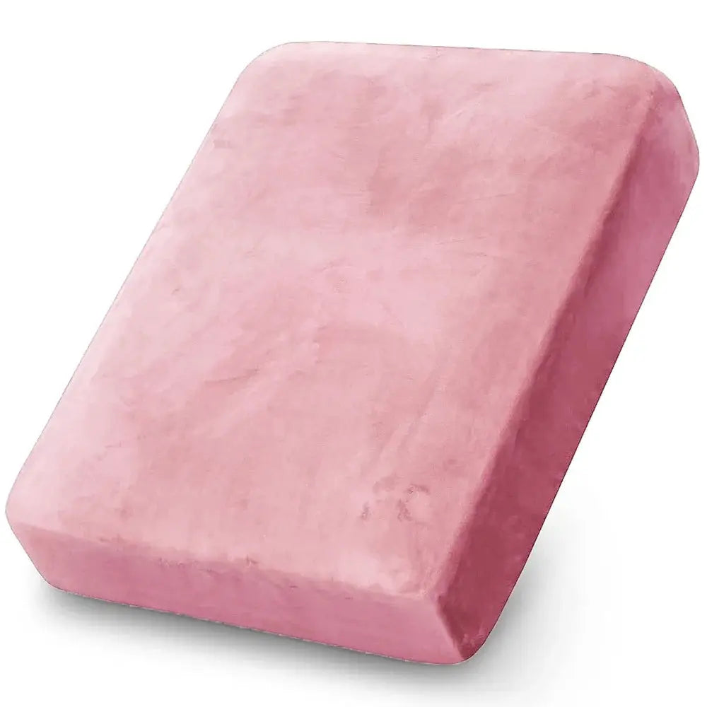 Velvet sofa cushion cover in pink, plush stretchy slipcover for living room furniture