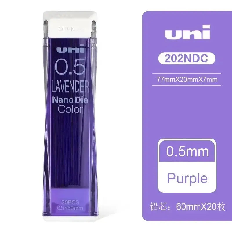 Uni Nano Dia Color 0.5mm purple mechanical pencil leads refill, 20pcs