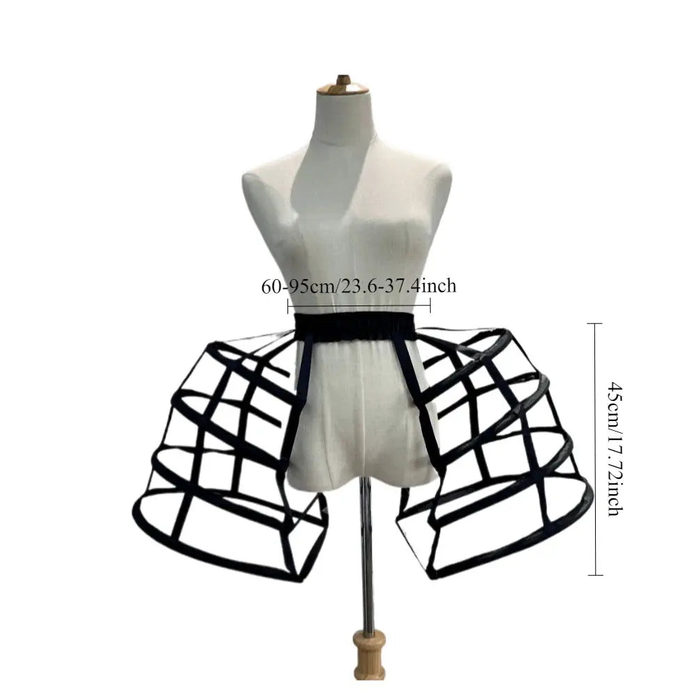 AuroraGown Girls 3 Hoops Crinoline Cage Bustle Petticoat Adjustable Pannier For Dramatic Dress Volume