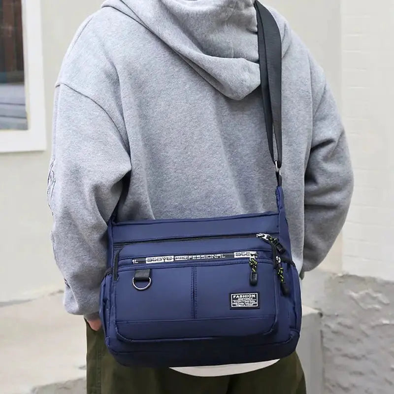 UrbanPulse Mens Crossbody Bag Ultra Lightweight Nylon With Multi Layered Pockets And Adjustable Strap
