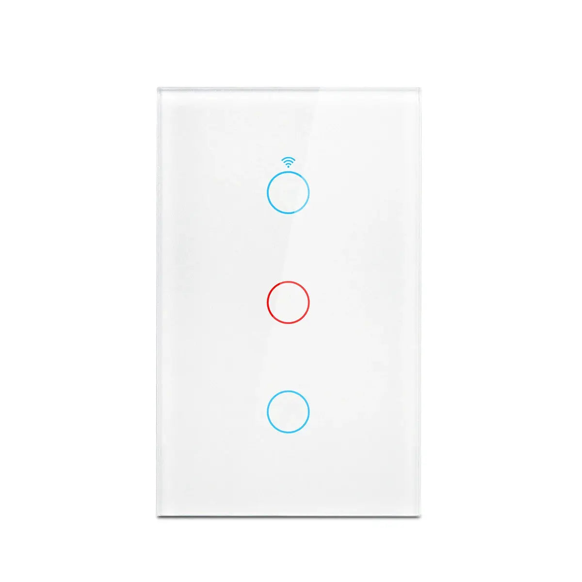 RF433 3-gang WiFi touch wall switch plate with blue and red LED indicators