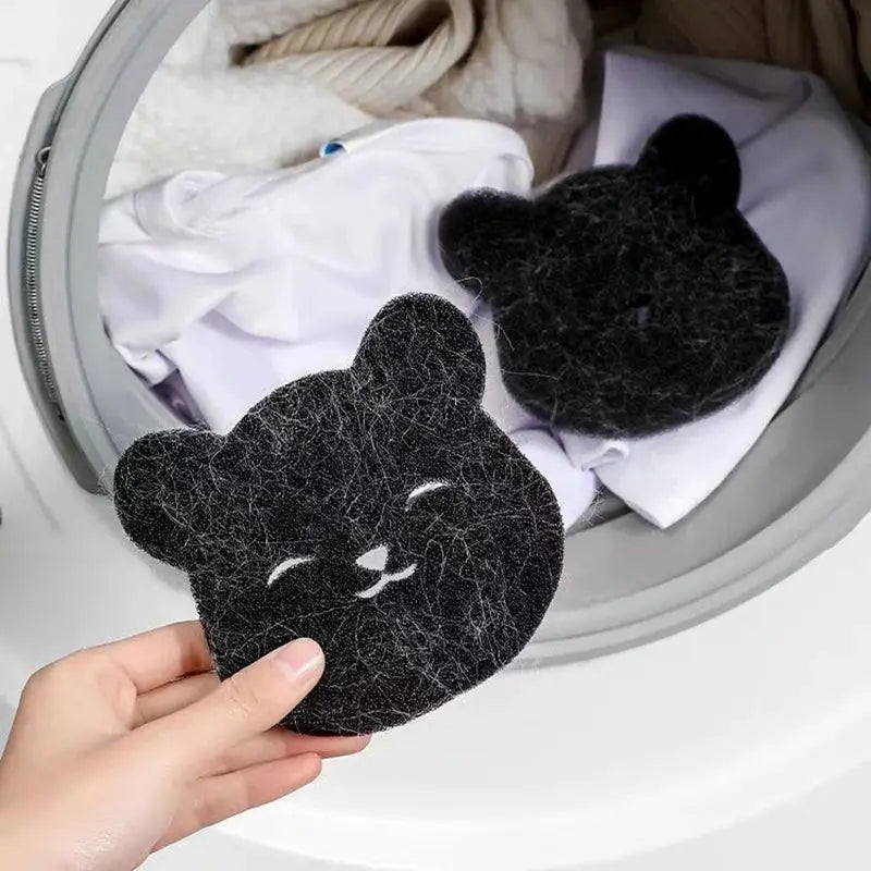 2 Or 4 Sets Pet Hair Remover Sponge Bear Sticky Reusable Machine Washable Dryer Safe Black