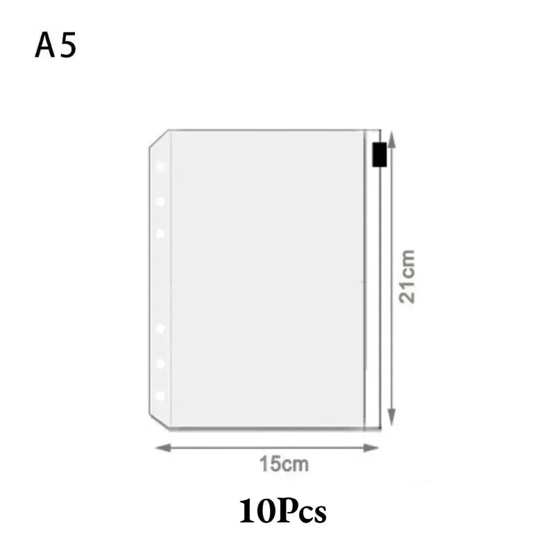 Binder zipper pouch, Simples Market A5 clear waterproof plastic, 10-pack