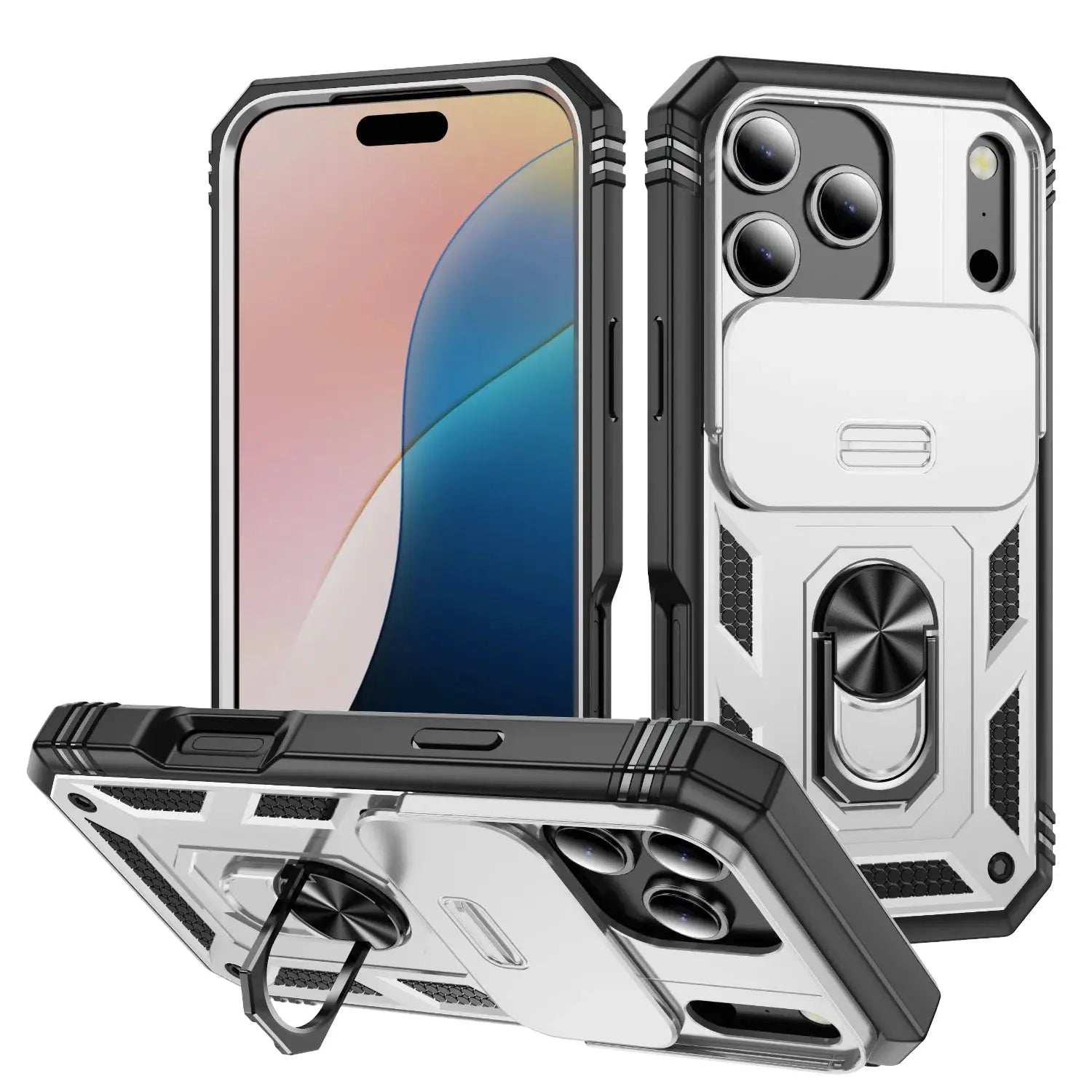 Heavy-duty iPhone case with 360° rotating kickstand and slide camera cover, Simples Market
