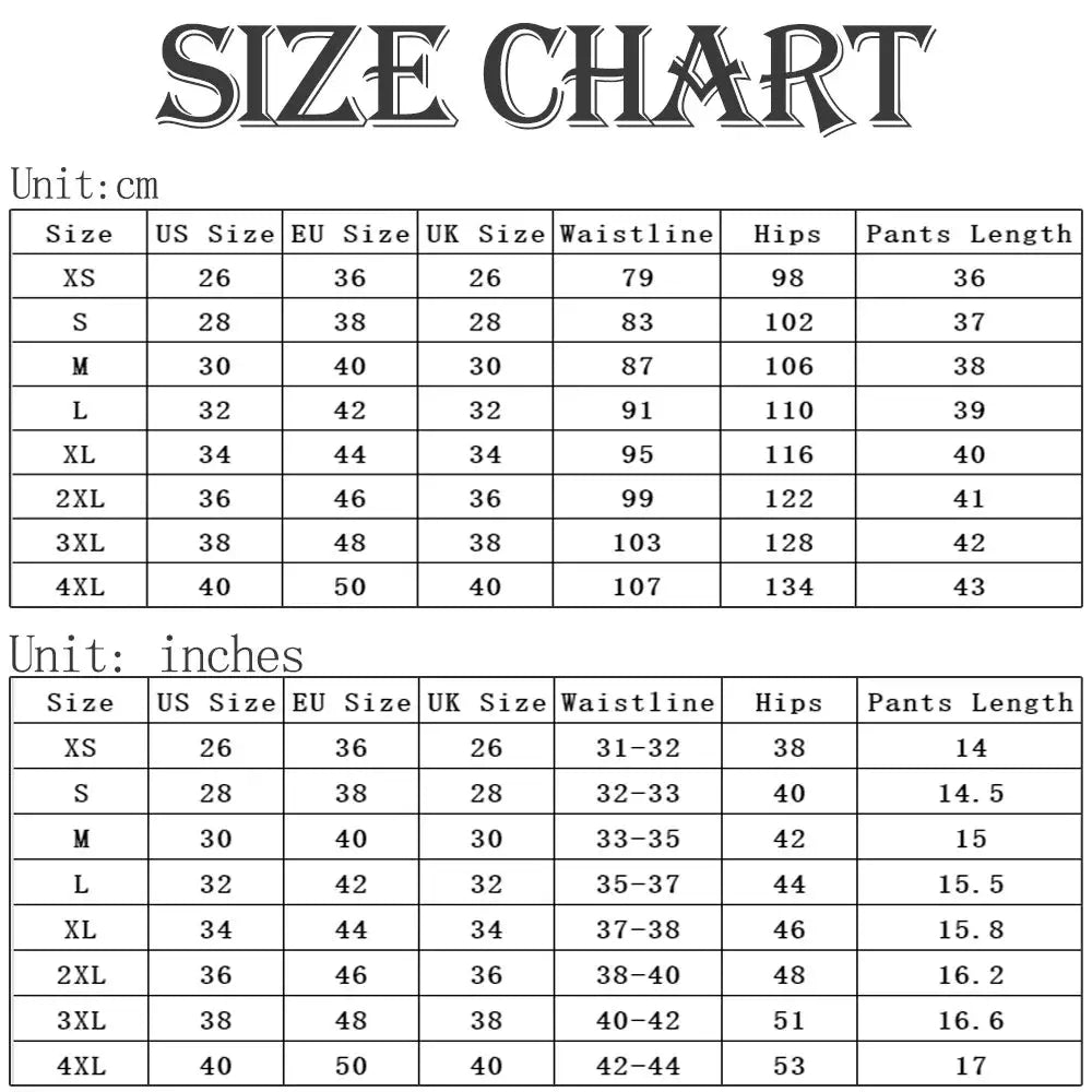 Simples Market men's swim trunks size chart with cm and inches measurements XS-4XL.