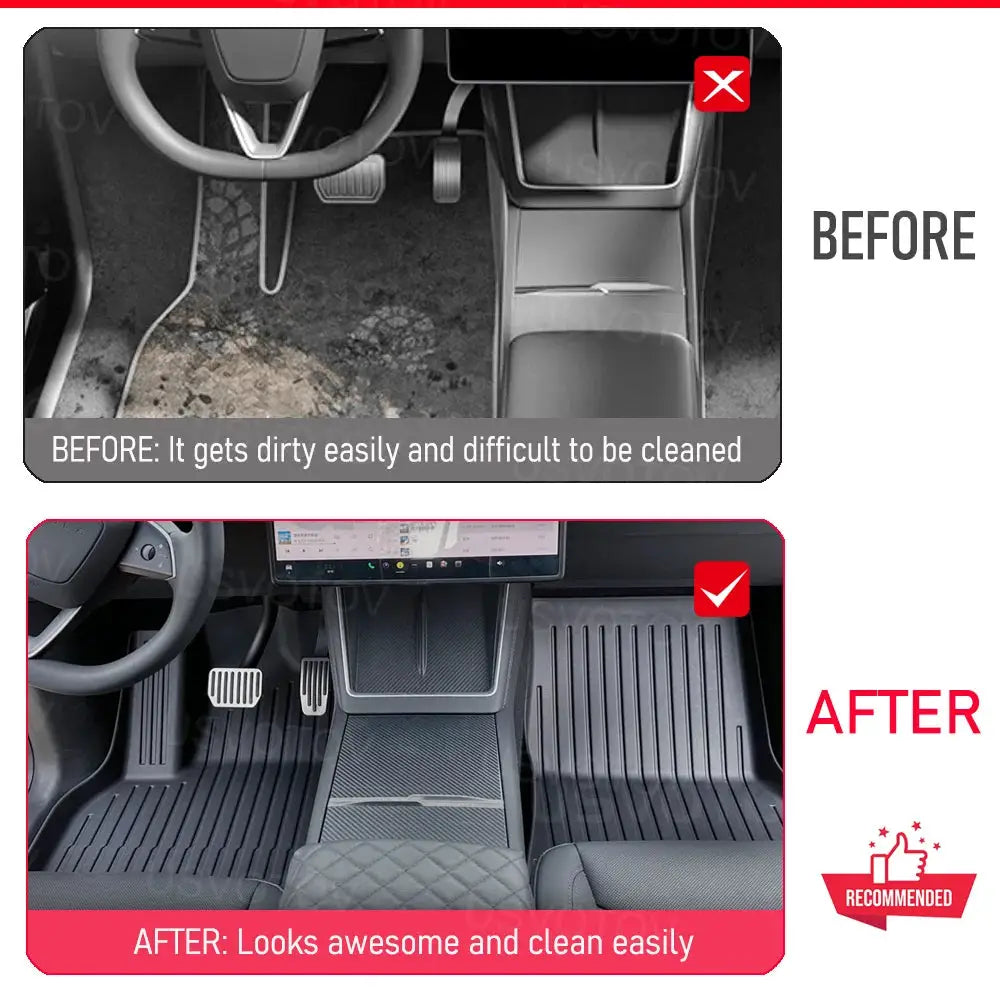 USVOTOV all-weather floor mats for 2026 Tesla Model Y by Simples Market black interior cargo liner