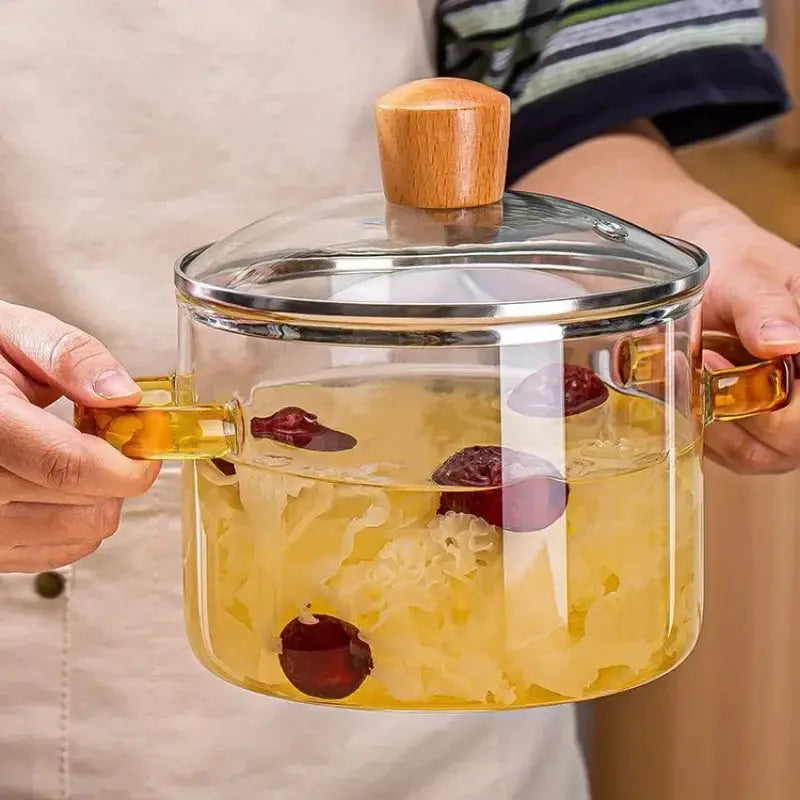 Transparent Glass Soup Pot Large Capacity High Borosilicate Glass Oven Safe Pot For Soups Stews Broths Kitchen Tools