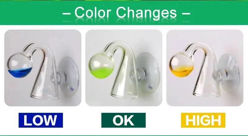 Simples Market aquarium CO2 indicator drop checker set—three glass units with blue, green, and yellow liquids.