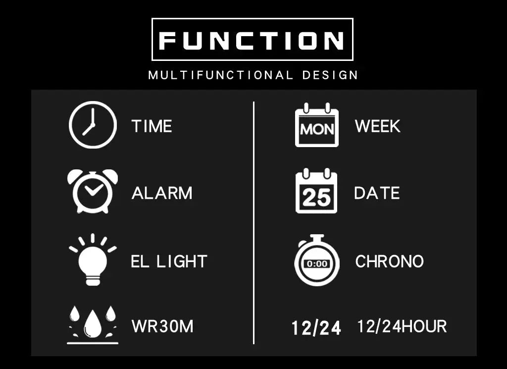 SYNOKE outdoor military digital watch for men, waterproof and luminous, with 12/24h time, week, date, alarm, and chrono