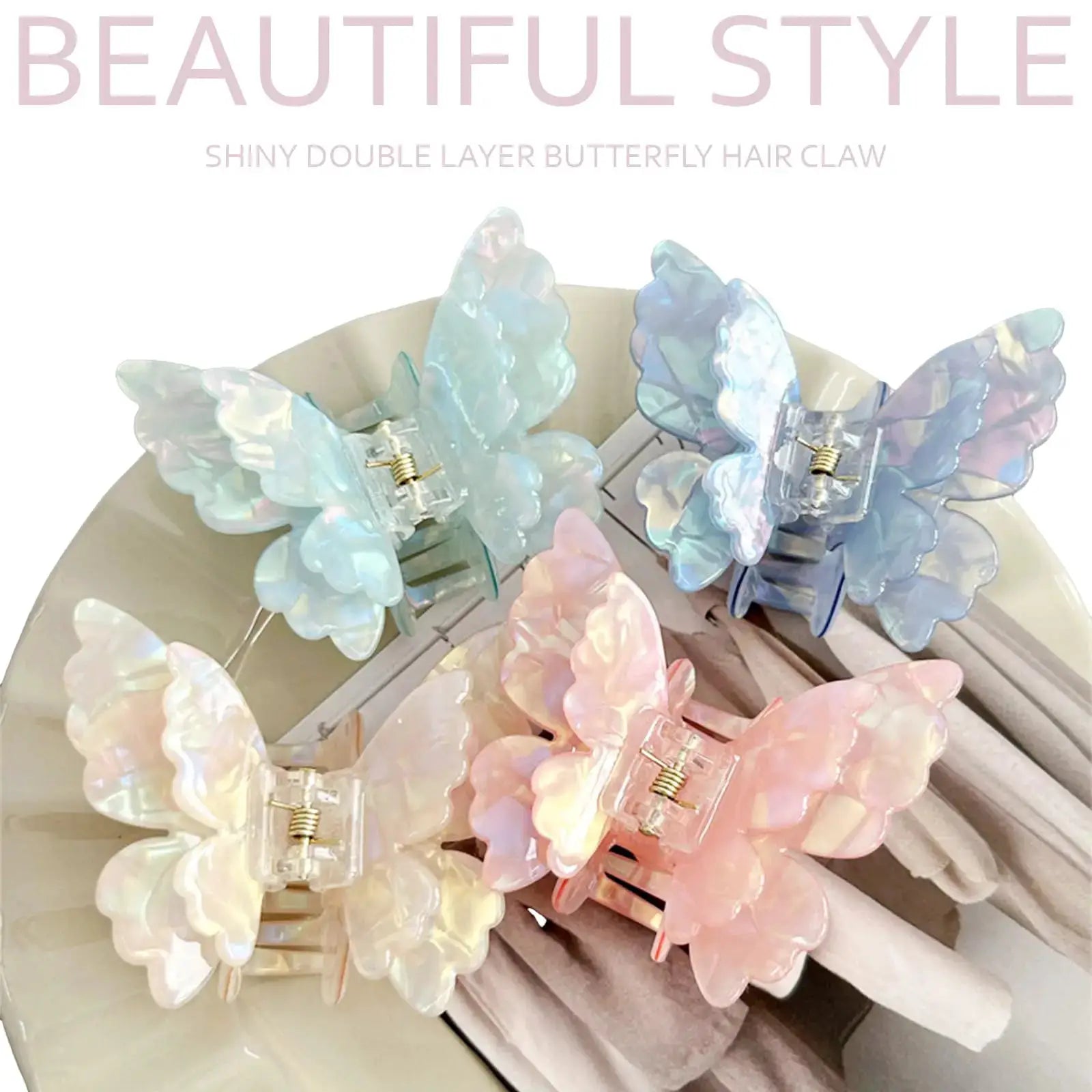Colorful Butterfly Hair Clips For Women And Girls Pearlescent Fairy Gripper Clips Beach Summer Accessories